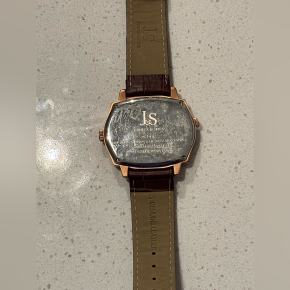 Joshua & Sons Mens Watch NAVIGATOR DUAL TIME ZONE Brown LEATHER JS-29-08 vintage - Picture 5 of 6